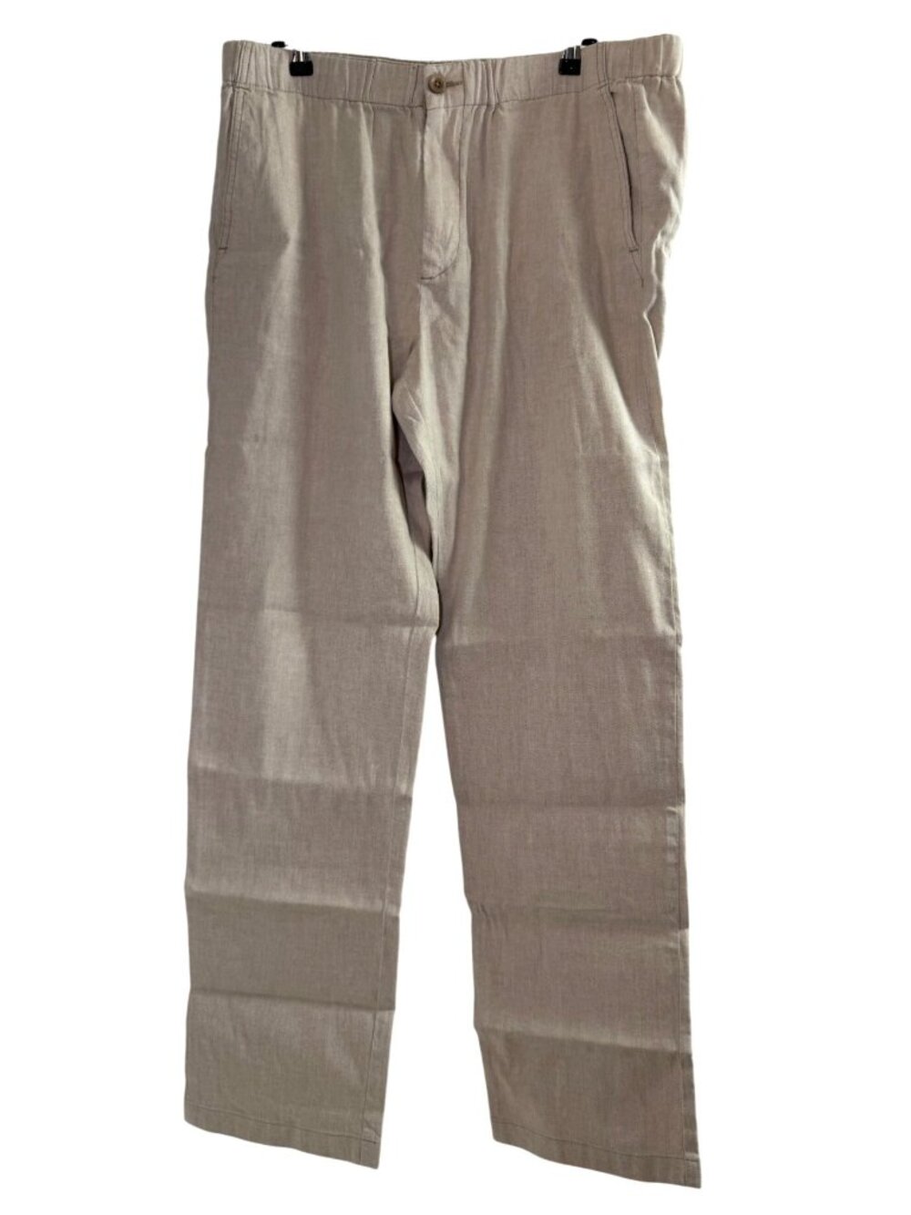 Tommy Bahama Mens Beige Linen Blend Elastic Waist Pants XL